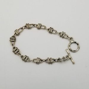 Silvertone Chain Link Toggle Bracelet